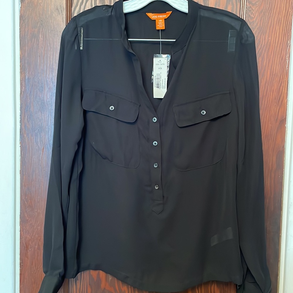 - Joe Fresh sheer long sleeve top with pockets